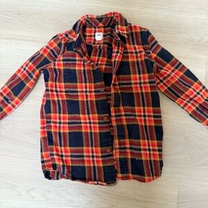 GAP Kids Buffalo Plaid Button Down Long Sleeve Shirt size xs